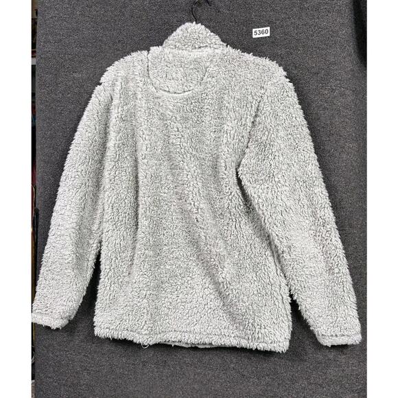 Southern Shirt Jacket Mens Small Gray Sherpa Fleece Full Zip Pockets Warm - Picture 2 of 7